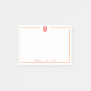 Elegant Personlig Monogram 3D Bokstav U Initial Post-it Block