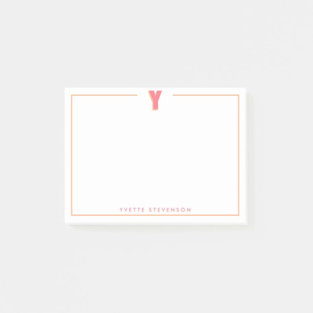Elegant Personlig Monogram 3D Bokstav Y Initial Post-it Block (Framsida)