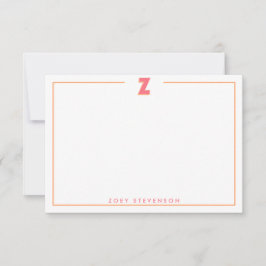 Elegant Personlig Monogram 3D Bokstav Z Initial  Anteckningskort