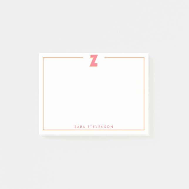 Elegant Personlig Monogram 3D Bokstav Z Initial  Post-it Block (Framsida)