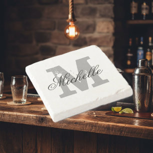 Elegant personlig monogram brev-sten underlägg
