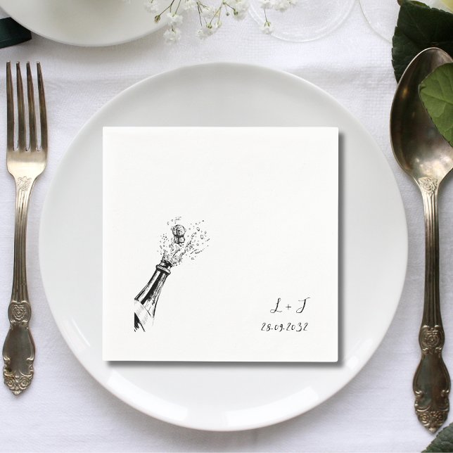 Elegant Personlig Monogram Bröllopsdrink Pappersservett (Elegant personalized monogram napkins add a refined touch to wedding cocktail tables.)