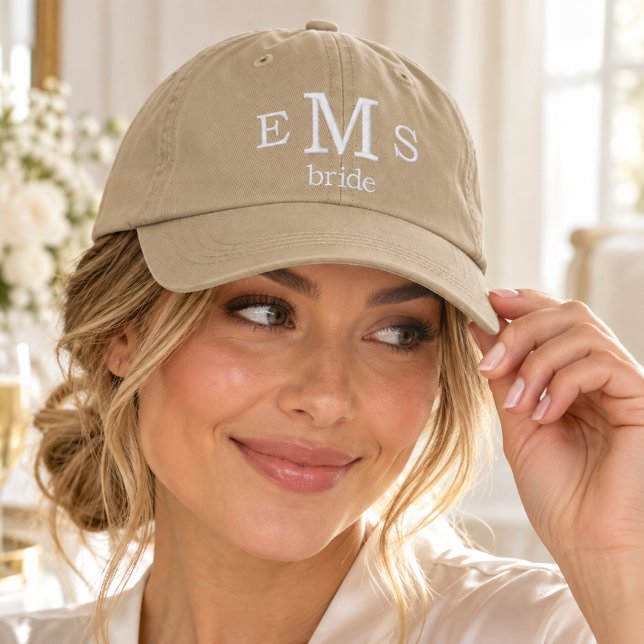 Elegant Personlig Monogram Brud Broderad Keps (Skapare uppladdad)