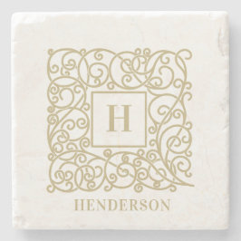 Elegant Personlig Monogram Family Namn Stenunderlägg