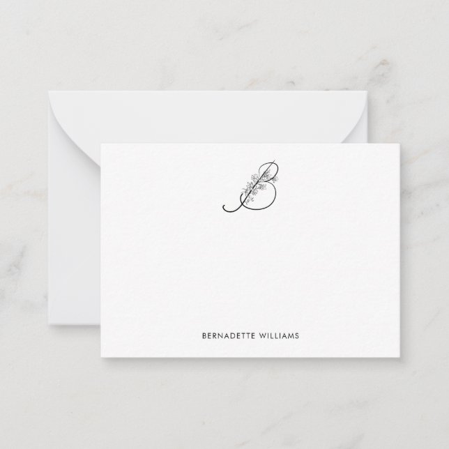 Elegant Personlig Monogram med flytande skript Anteckningskort (Framsida)
