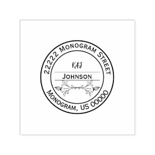 Elegant Personlig Monogram Namn Adress Stämpel
