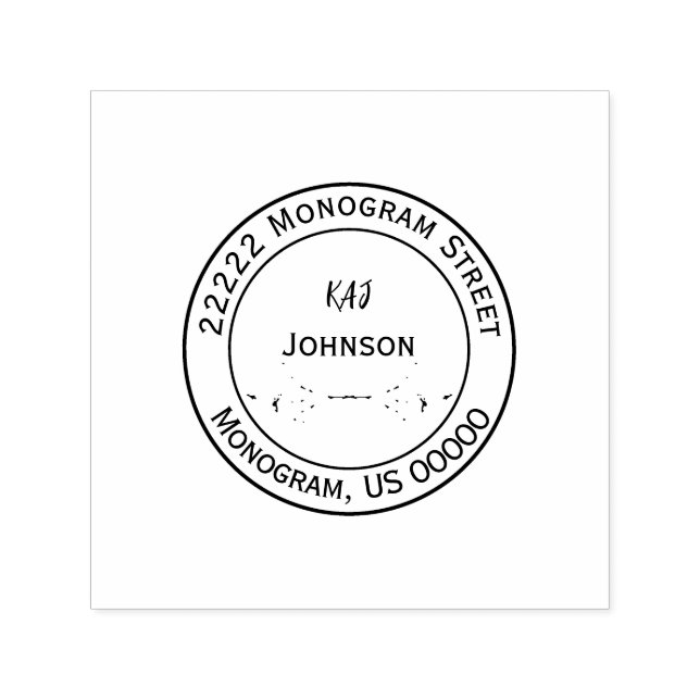 Elegant Personlig Monogram Namn Adress Stämpel (Design)