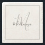 Elegant Personlig Monogram Namn Snyggt-skript Stenunderlägg<br><div class="desc">Elegant Personlig Monogram Namn Snyggt Script Stone Underlägg. Anpassa det här trendigets skripttypografi med monogrammet underlägg med ditt namn och monogrammet först. Perfektens gåva till henne.</div>