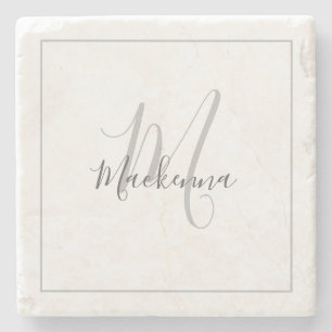 Elegant Personlig Monogram Namn Snyggt-skript Stenunderlägg