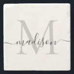 Elegant Personlig Monogram Script Namn Snyggt Stenunderlägg<br><div class="desc">Elegant Personlig Monogram Script Namn Snyggt Stone Underlägg</div>