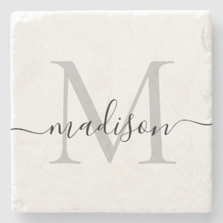 Elegant Personlig Monogram Script Namn Snyggt Stenunderlägg