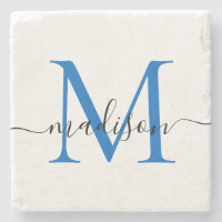 Elegant Personlig Monogram skript, marin blå