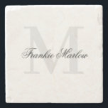 Elegant Personlig Monogram-skript Namn Classic Stenunderlägg<br><div class="desc">Elegant Personlig Monogram Script Namn Classic Stone Underlägg. Lycklig anpassar sig,  Frankie   Marlow.</div>