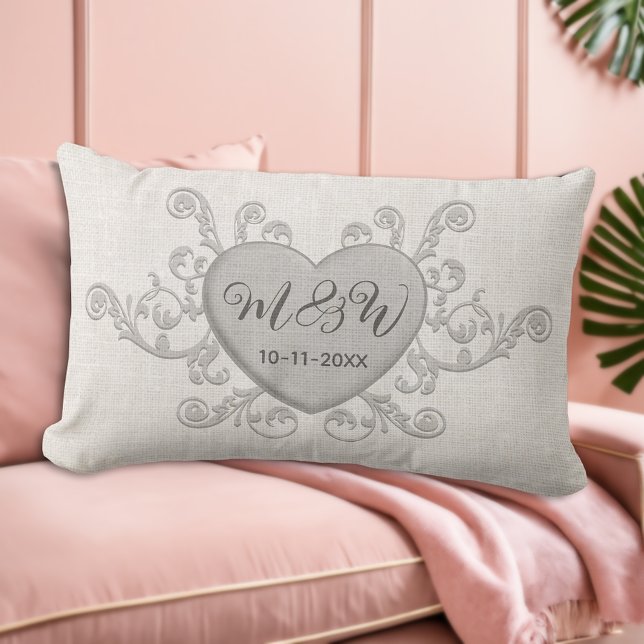 Elegant personlig monogram vigselftäljd kudde (A Timeless Keepsake: Elegant Personalized Wedding Pillow 💑🕊️)