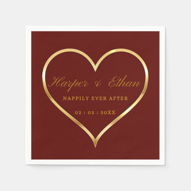 Elegant Personlig Monogrammed Bröllop Napkins Pappersservett (Framsidan)