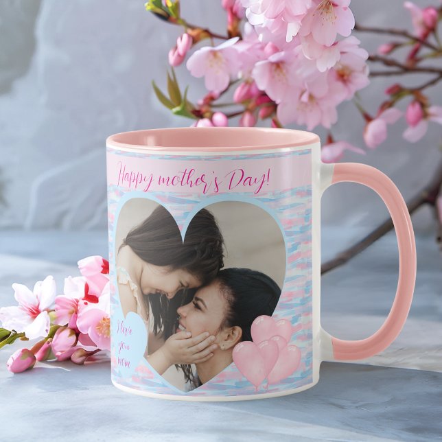 Elegant Personlig Mor's Day Heart Photo Mugg (Elegant Personalized Mother’s Day Heart Photo Mug)