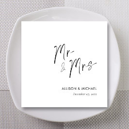 Elegant Personlig Mr & Mrs Bröllop Napkins Pappersservett