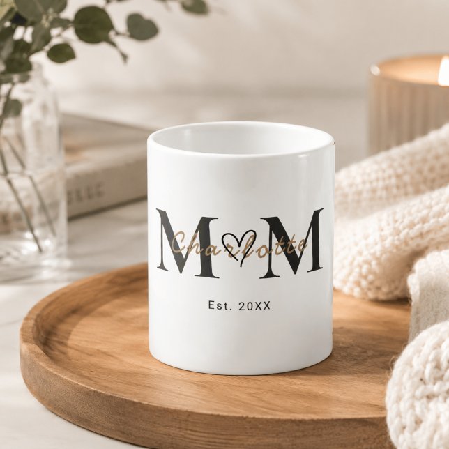Elegant personlig mugg med mammas namn och etabler (Skapare uppladdad)