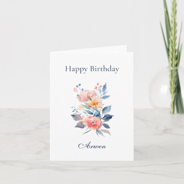 Elegant Personlig Namn Blommig Arwen Kort (Framsida)