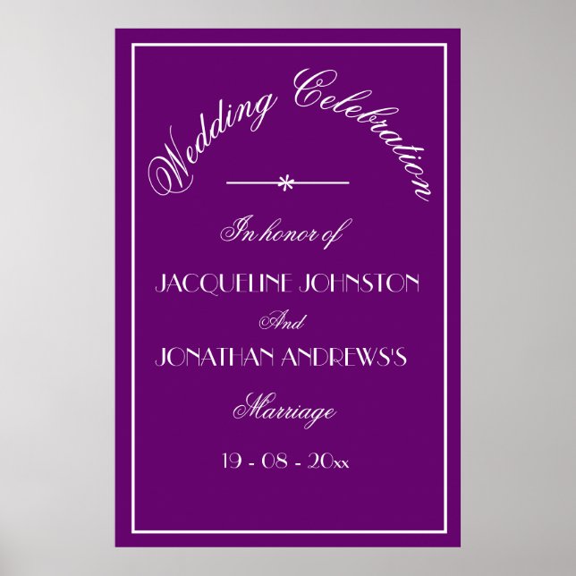 Elegant Personlig Namn Bröllops Välkomstskylt Poster (Framsidan)