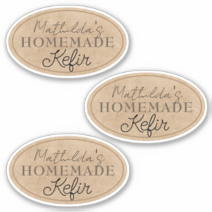 Elegant Personlig Namn Homemade Kefir-etiketter Klistermärken