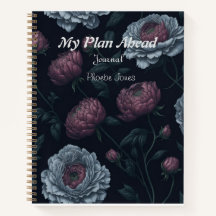 Elegant Personlig Namn Peonies Journal bärbara dat