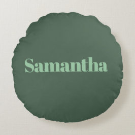 Elegant Personlig Namntypografi |salvia grön Rund Kudde