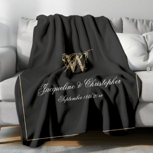 Elegant Personlig Newlyged Keepsaki Monogram Fleecefilt