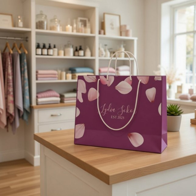 Elegant personlig papperspresentbag med blomsterde (Skapare uppladdad)