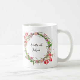 elegant personlig par/namn blommigt kaffemugg