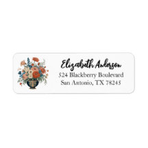 Elegant personlig returadressetikett med blommotiv