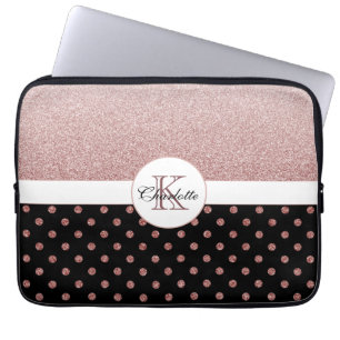 Elegant Personlig Ro Guld, Monogram för Glitter Laptop Fodral