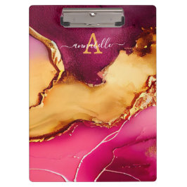Elegant Personlig Rosa och Guld Marble Clipboard