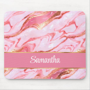 Elegant Personlig Rosa och guldmarmor Musmatta