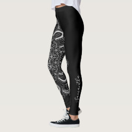 Elegant Personlig Silver Black Leggings
