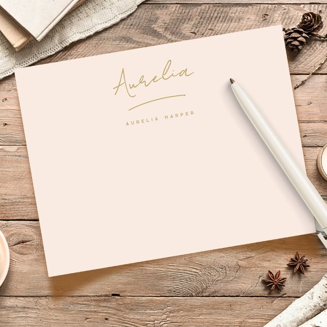 Elegant Personlig Stationery  Rosa Guld Anteckningskort (Skapare uppladdad)