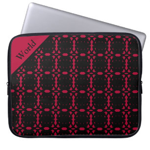Elegant personlig svart och röd abstrakt mönster laptop fodral