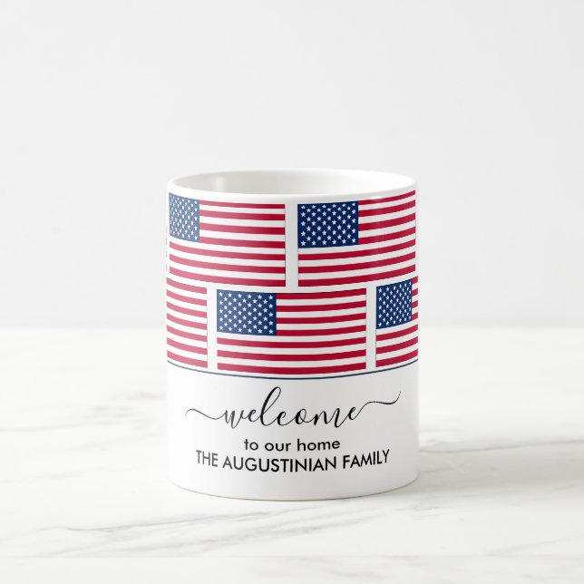 Elegant Personlig USA AMERICAN FLAGGA Welcome Kaffemugg (Center)