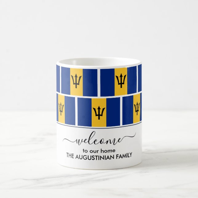 Elegant Personlig Välkommen BARBADOS FLAGGA Kaffemugg (Center)