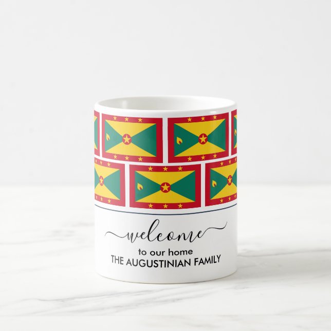 Elegant Personlig Välkommen GRENADA-FLAGGA Kaffemugg (Center)
