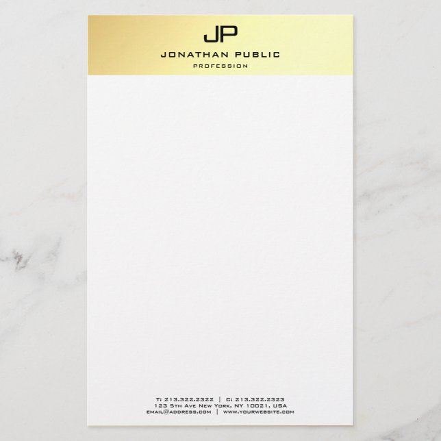 Elegant Personlig Vit modern Guld-mall Brevpapper (Framsida)