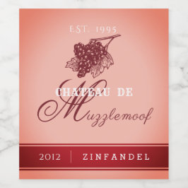 Elegant Personlig White Zinfandel Färgad Vinflaska Etikett
