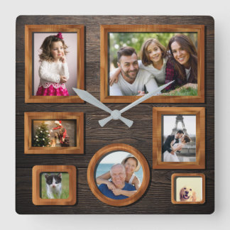 Elegant personlig wood foto ramar wood Clock Fyrkantig Klocka