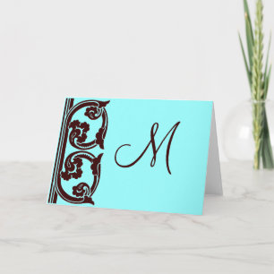 Elegant Personliga monogram Chocolate Teal Art Car Anteckningskort