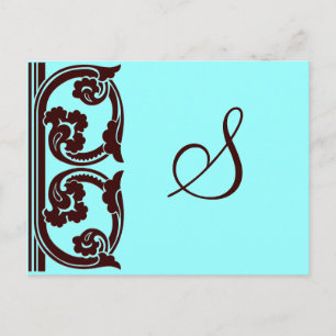 Elegant Personligt Monogram i choklad och Teal Vykort