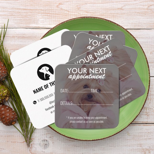 Elegant Pet Care Appointment Card with Logo Tidsbeställning Kort (Elegant Pet Care Appointment Card with Logo)