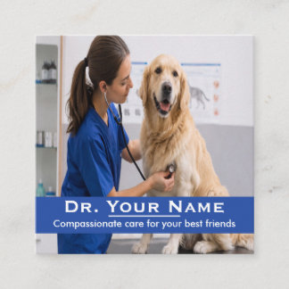 Elegant Pet Care Veterinär Foto & Klinik Fyrkantigt Visitkort