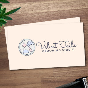 Elegant Pet Groomer Anpassade Katt & Hund Logotyp Visitkort