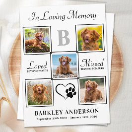 Elegant Pet Memorial Personlig 5 Fotokollage Tack Kort