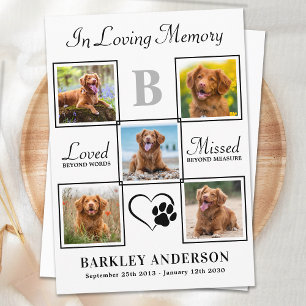Elegant Pet Memorial Personlig 5 Fotokollage Tack Kort